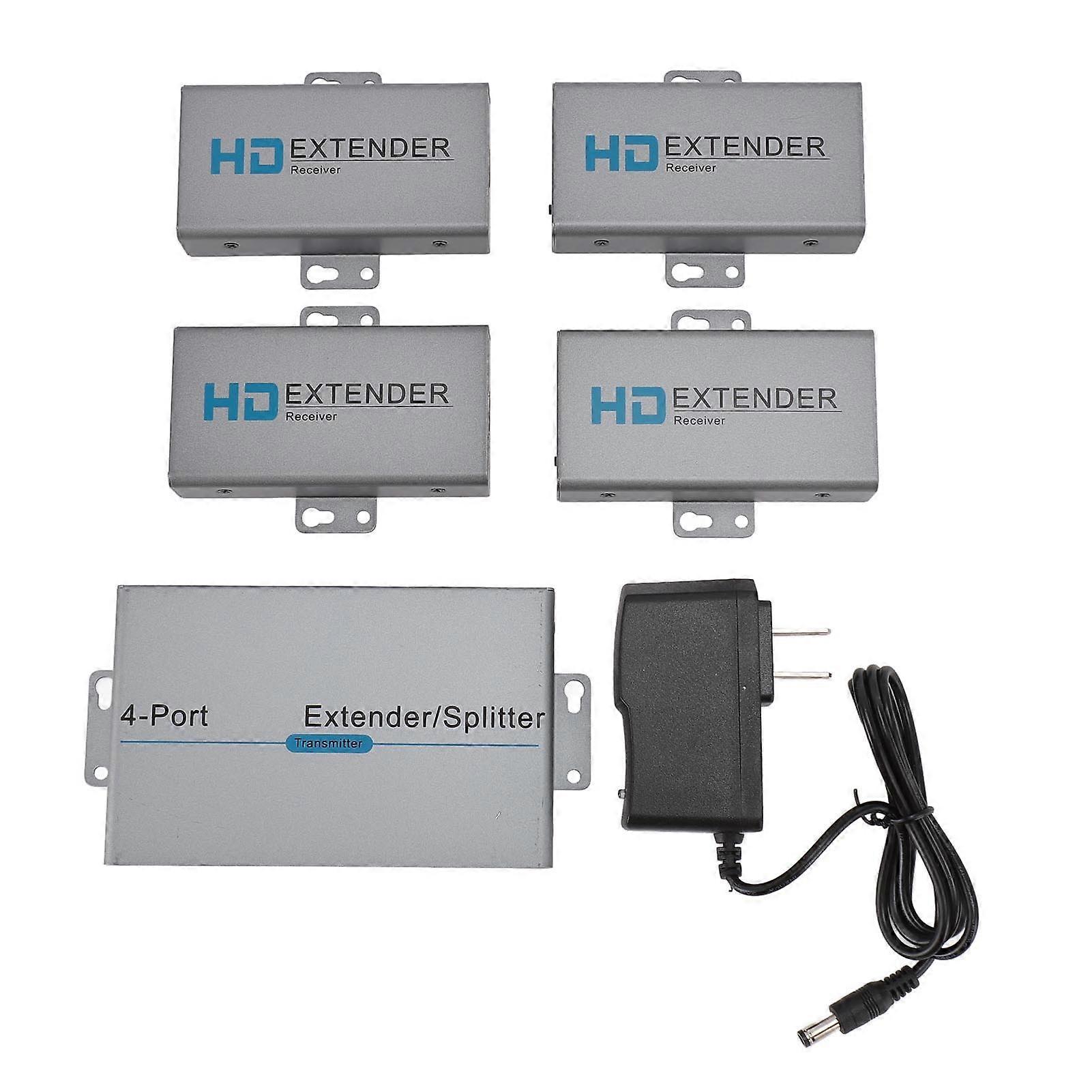 HD Multimedia Interface Extender Splitter 1x4 1080P 60Hz Extending 164ft Length Over CAT5e CAT6 Cable 4 Channel Transmission
