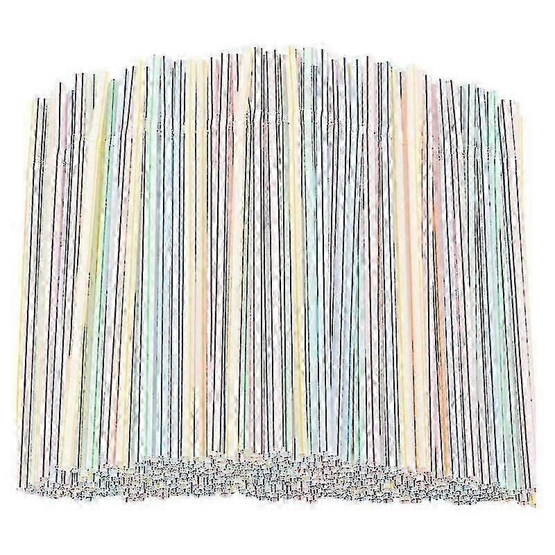 1000 Pcs Disposable Striped Plastic Straws Multi Colored for Beverages and Events