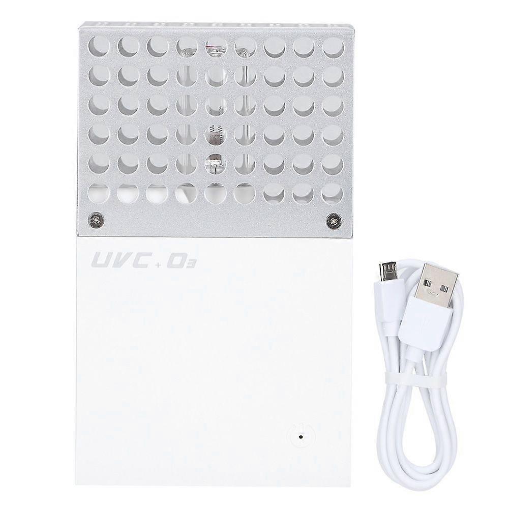 Dual Effect UVC Ultraviolet Light Portable Handheld Ozone Lamp USB Charging for Home Travel UseSilver