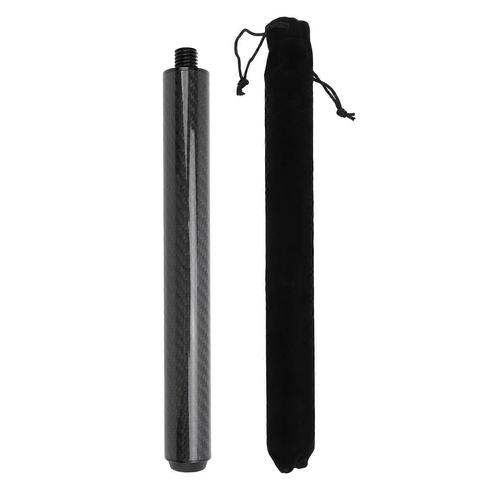 Billiard Pool Cue Extender 10 Inch Carbon Fiber Pool Cue Extension Stick with Rear Plug for Lengthening Weight Gaining