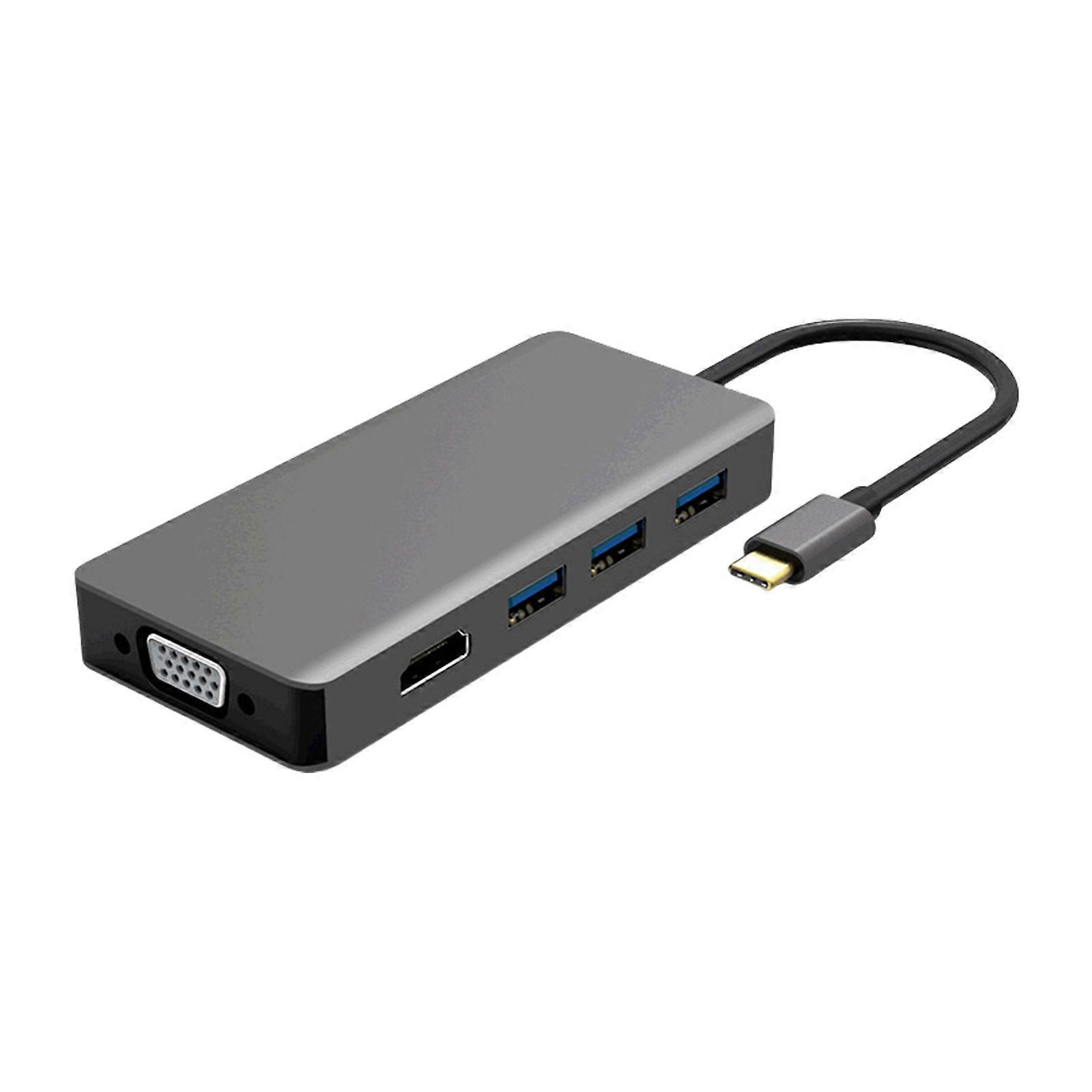 Hub USB C ad alta velocità Convertitori da USB C a video/VGA con porta 3USB aggiuntiva per il multitasking di diversi computer