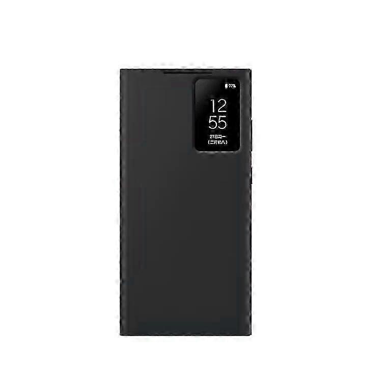 For Galaxy S23 Ultra Wallet Phone Case, Protective Cover w/Card Holder Slot, Finger Tap Clear Window, Black