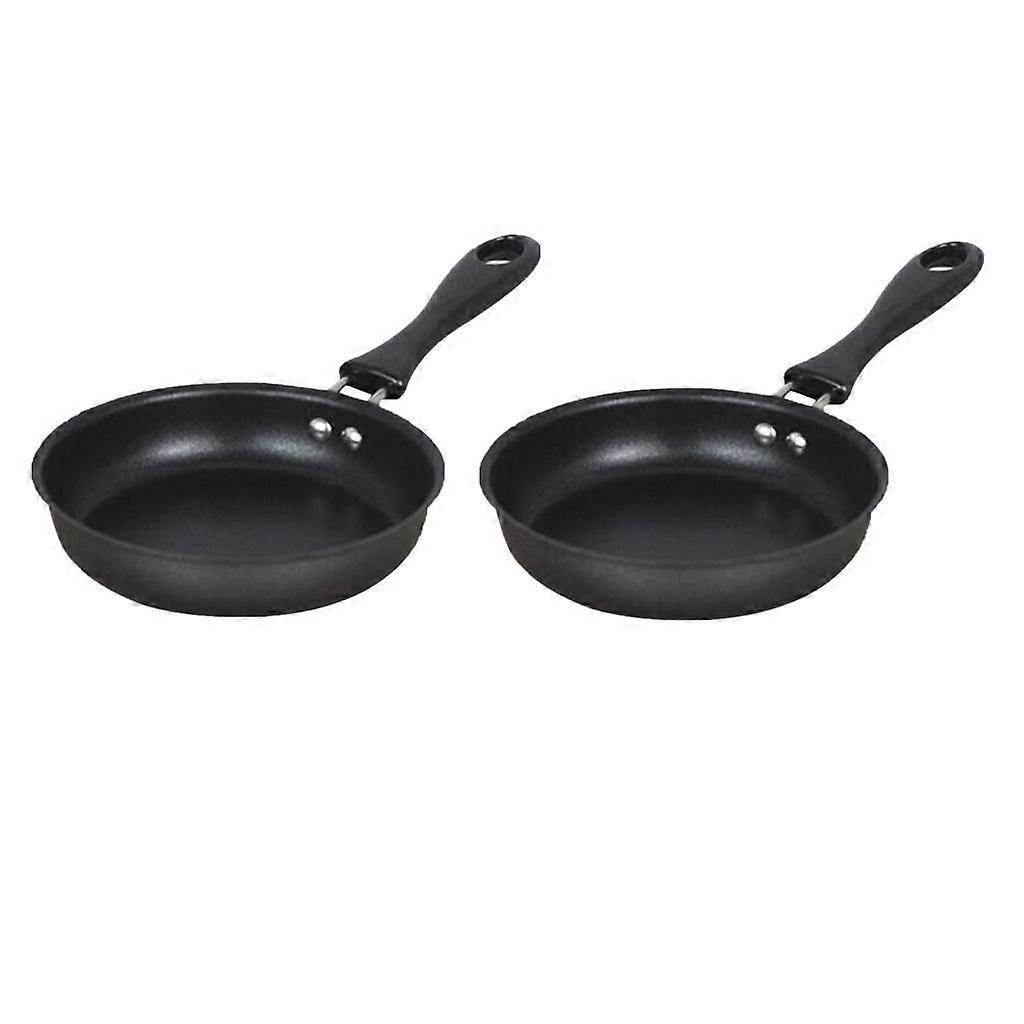 2pcs Mini Frying Pan Skillet Egg Omelet Frypan Round Nonstick Cast Iron Pans