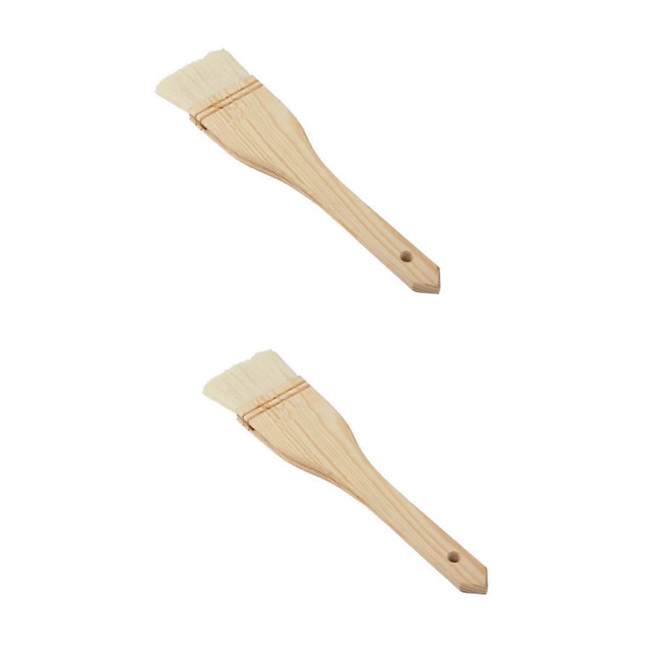 Grill Brush 2-Piece Wooden Set With Sauce Basting Brush For BBQ Grilling And Baking