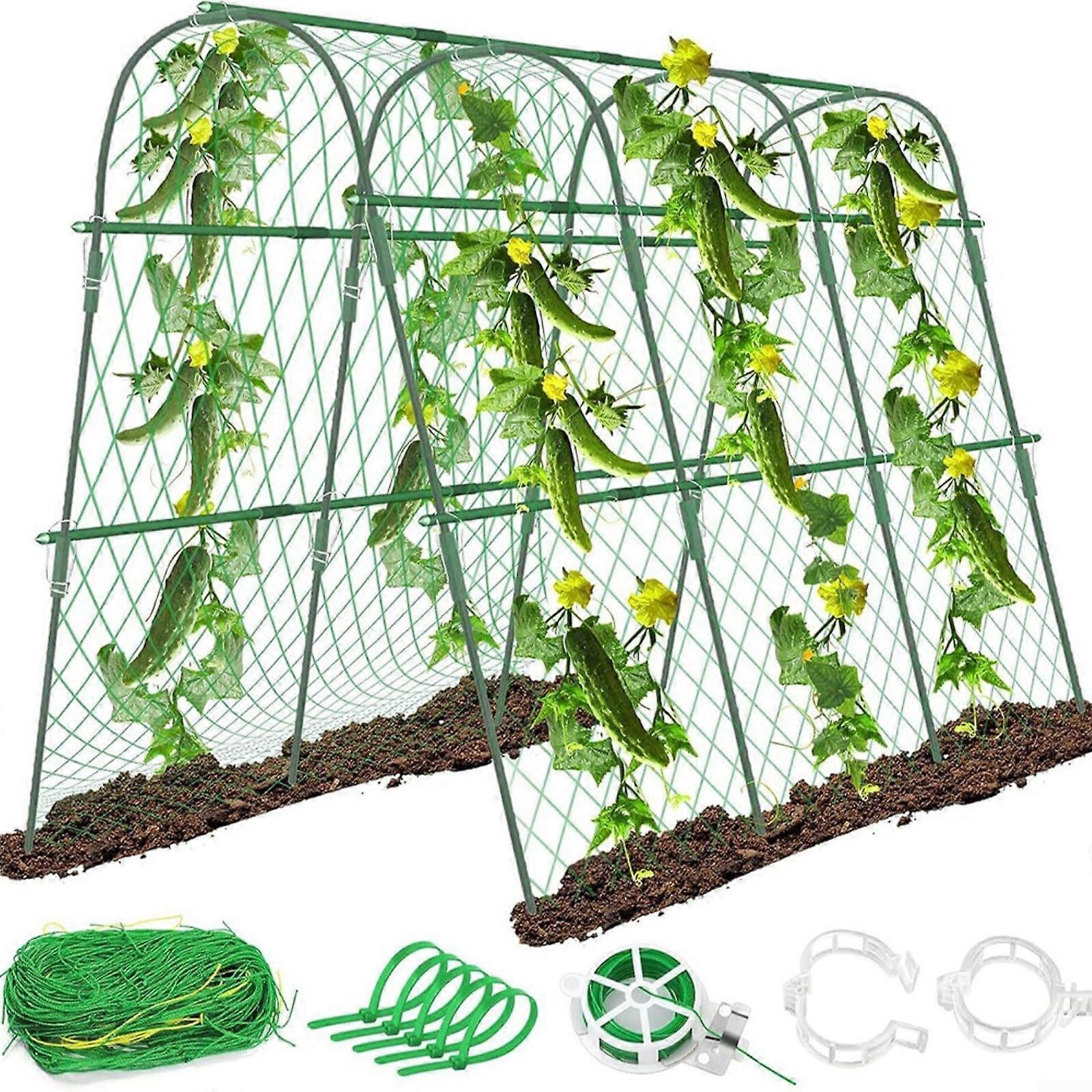 U-Form Garden Trellis For Cucumbers And Climbing Plants - Removable Plastic-Coated Steel Garden Lattice For Raised Beds