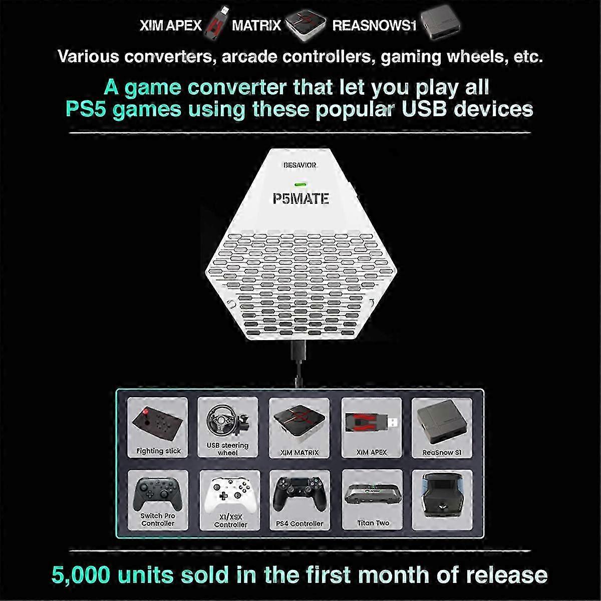 Besavior P5Mate Converter for PS5 Game Console for XIM Matrix APEX REASNOWS1 Titan Various Periphera