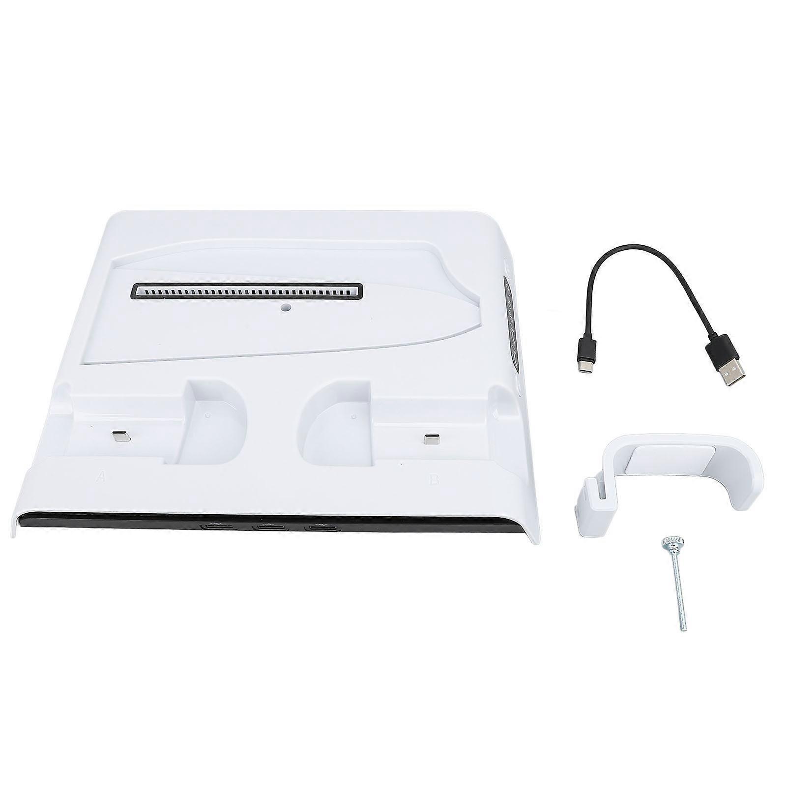 RGB Gaming Console Cooling Station 3 Level Adjustable Cooling Fan Fast Charging Dual Charger Dock with Headphone Hanger for PS5