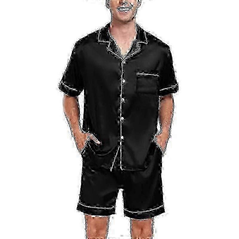 Menns Sateng Silke Pyjamas Sett Kortermet Nattøy