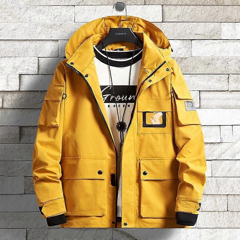 Thickened Jacket Korean Version Hooded Casual Tooling Jacket Solid Color Men's Clothing