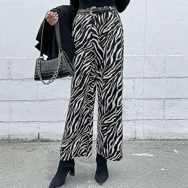 Frühling und Herbst Damen Hosen Freizeithose Zebra Printed Hose mit weitem Bein