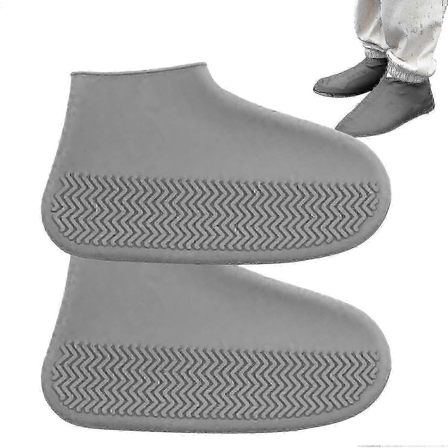 Voděodolné silikonové návleky na boty do deště a sněhu - Unisex protiskluzové návleky na boty (L, šedá)