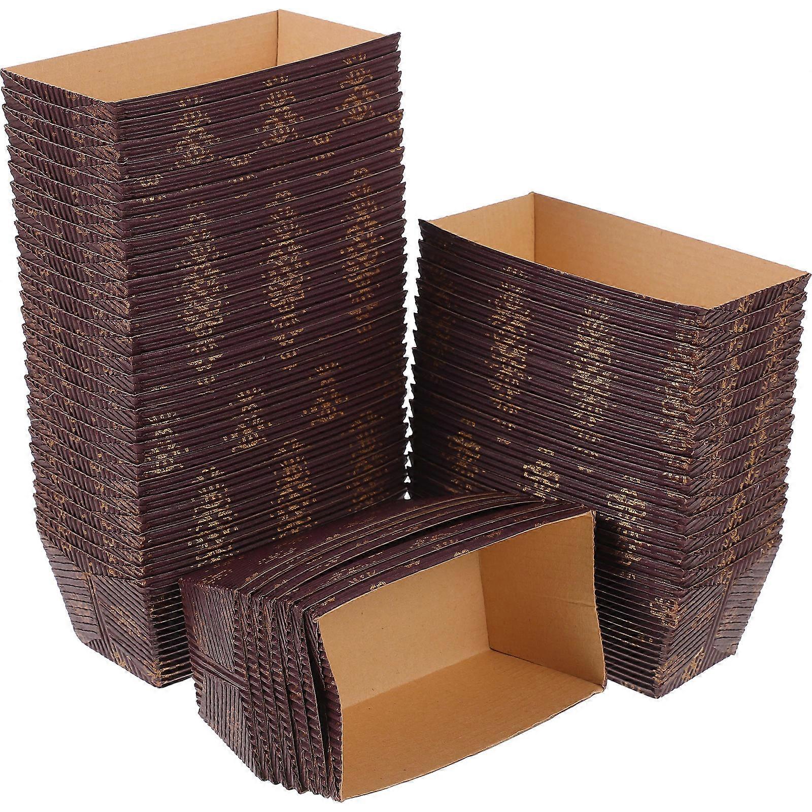 50pcs Non Stick Corrugated Paper Loaf Pans, Heat Resistant Baking Trays for Bread and Cake, Rectangle Shape for Oven Use