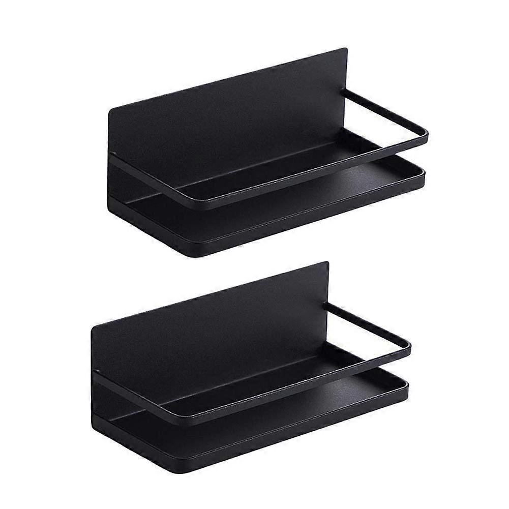 Magnetic Shelf for Refrigerator, Spice Rack, Basket, Fridge Organiser (Black, 2 Pcs)