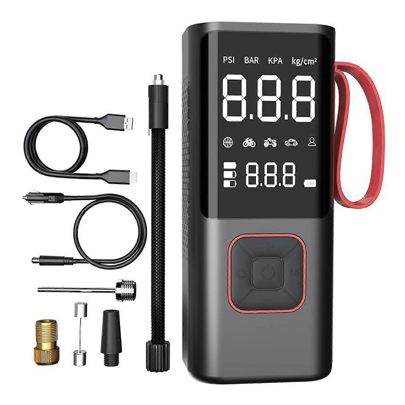 Multifunctional tire inflator with LED light, handheld air pump, versatile electric pump for vehicles and equipment. Ref: 9258