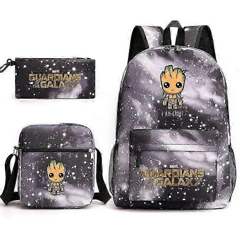 Guardians of the Galaxy Boys and Girls Student Backpack Groot Three Piece Set Backpack vxz