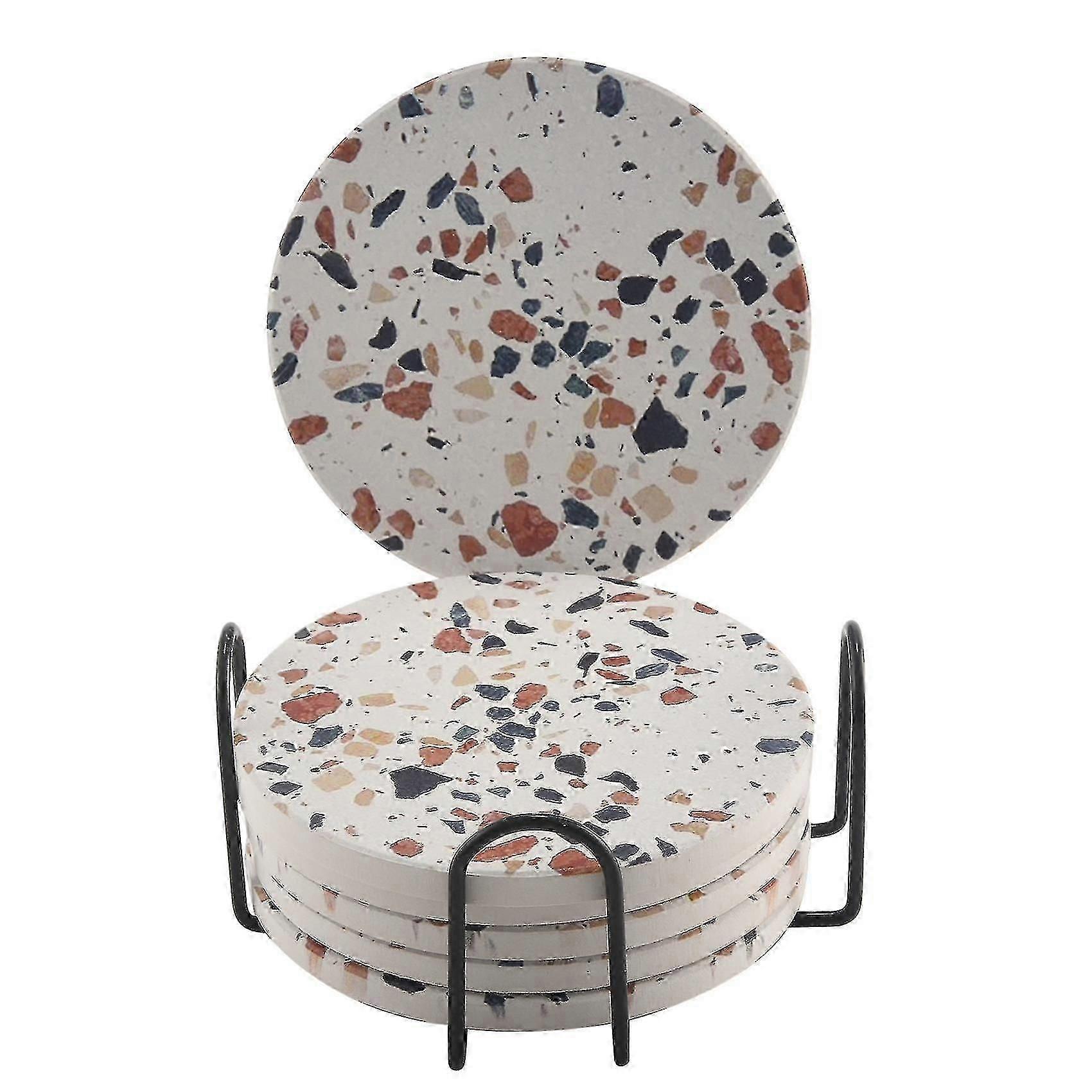 Coasters For Drinks,absorbent Marble-style Ceramic Coasters With Cork Base , Housewarming Gift And