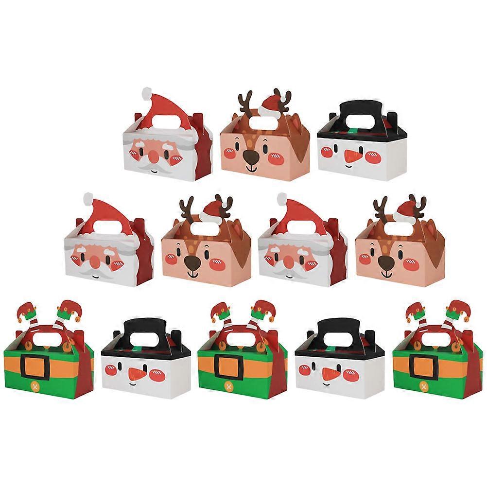 12個の再利用可能なクリスマスキャンディーボックス、パーティーの好意のための耐久性のある紙の包装袋、お祝いのデザインのホリデー&お祝いの好意ボックス