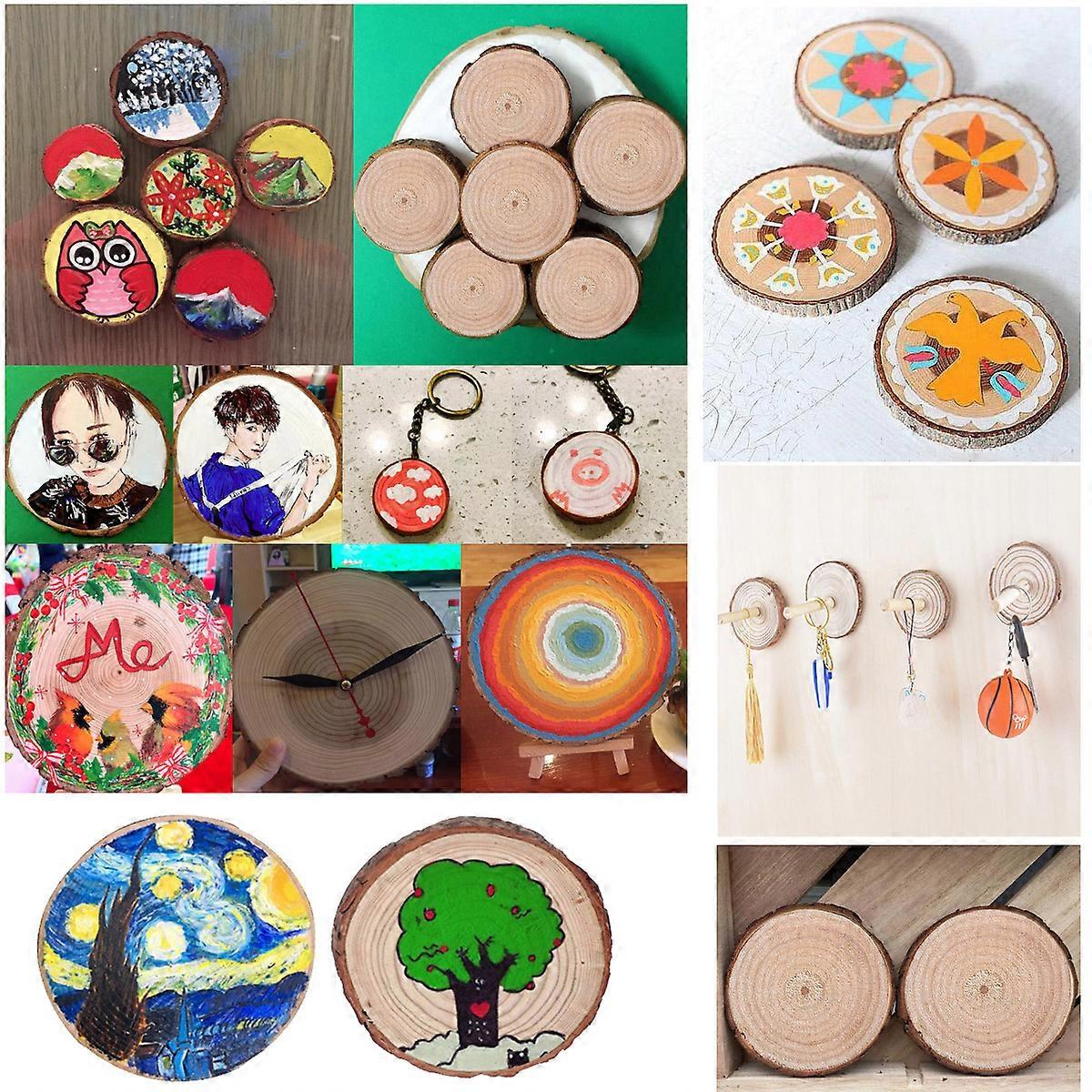 Round Craft Wood Pieces Vorcool Diy Crafts Wedding Centerpieces Timber 5-6cm Diameter 0.5cm Thickness Circular Shape for General Crafting 20Pcs