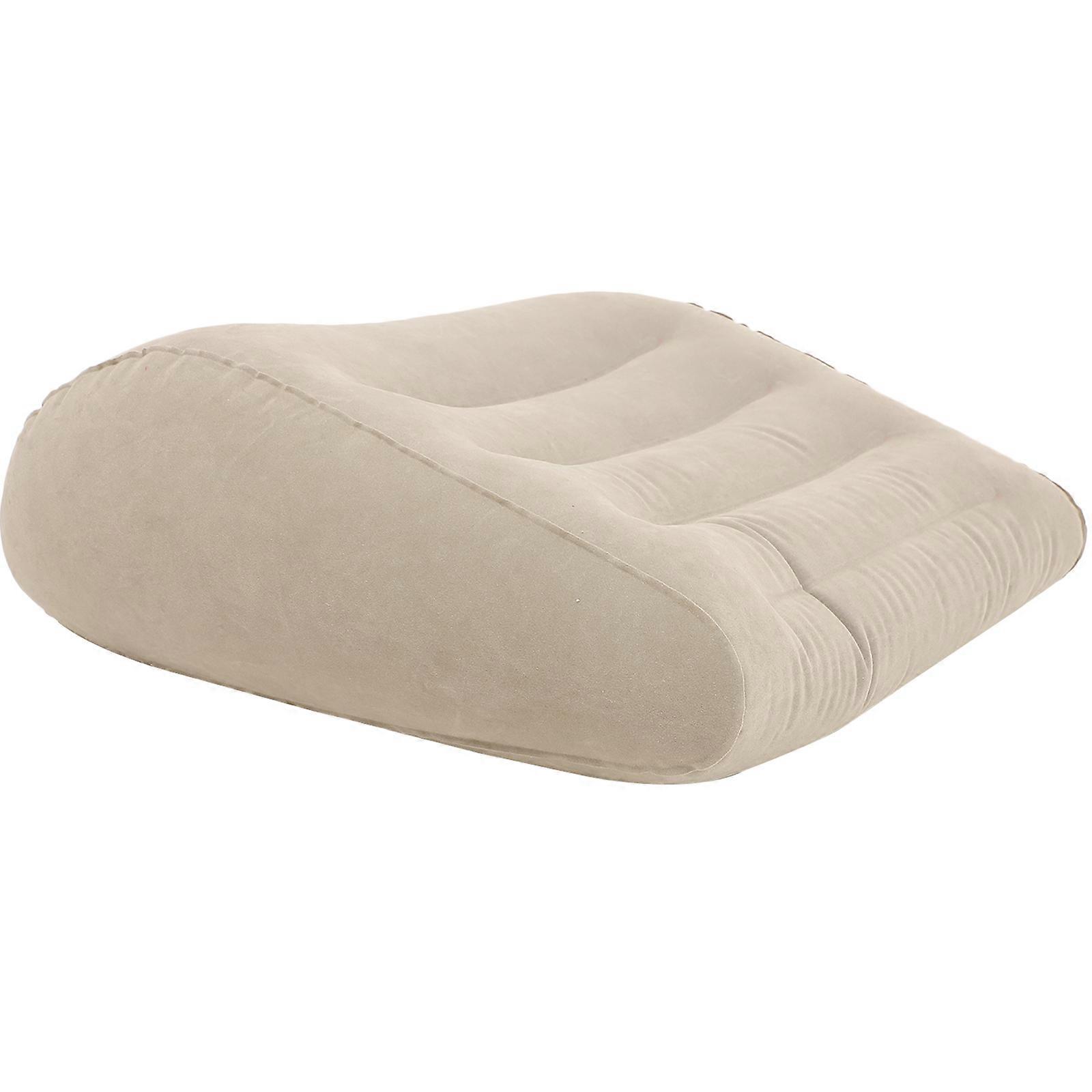 1Pc Inflatable Office Chair Back Support Cushion with Storage Bag Light Grey