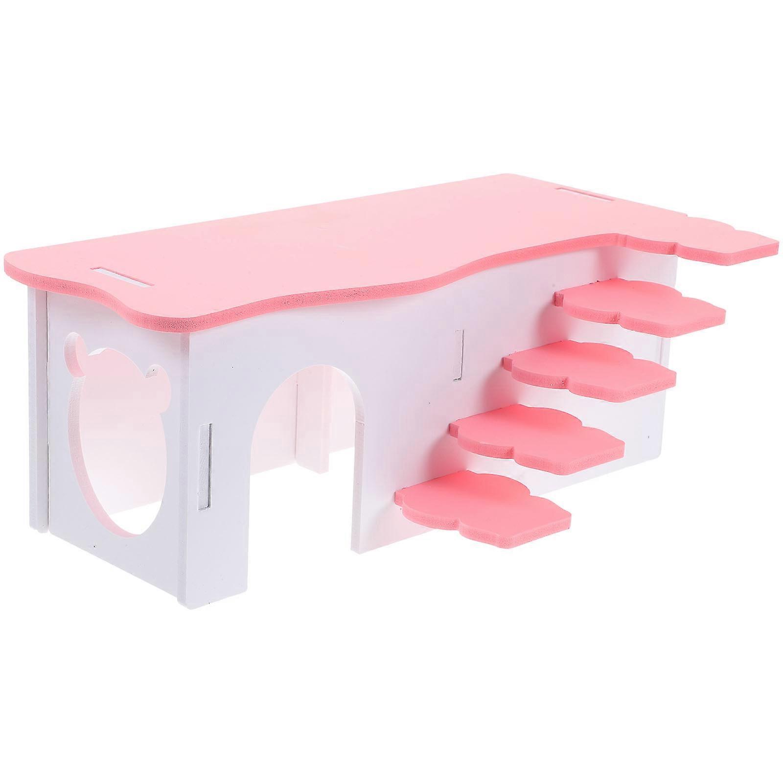 Ladder Hamster House Guinea Pig Rest House Pink 27X15X10.5cm Year-Round Use 1Pcs