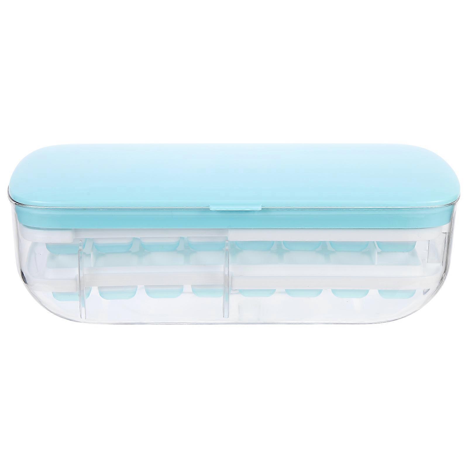 Silicone Ice Cube Trays For Freezer With Cover Home Use 24.8X12.5cm Square Ice Making 1Set