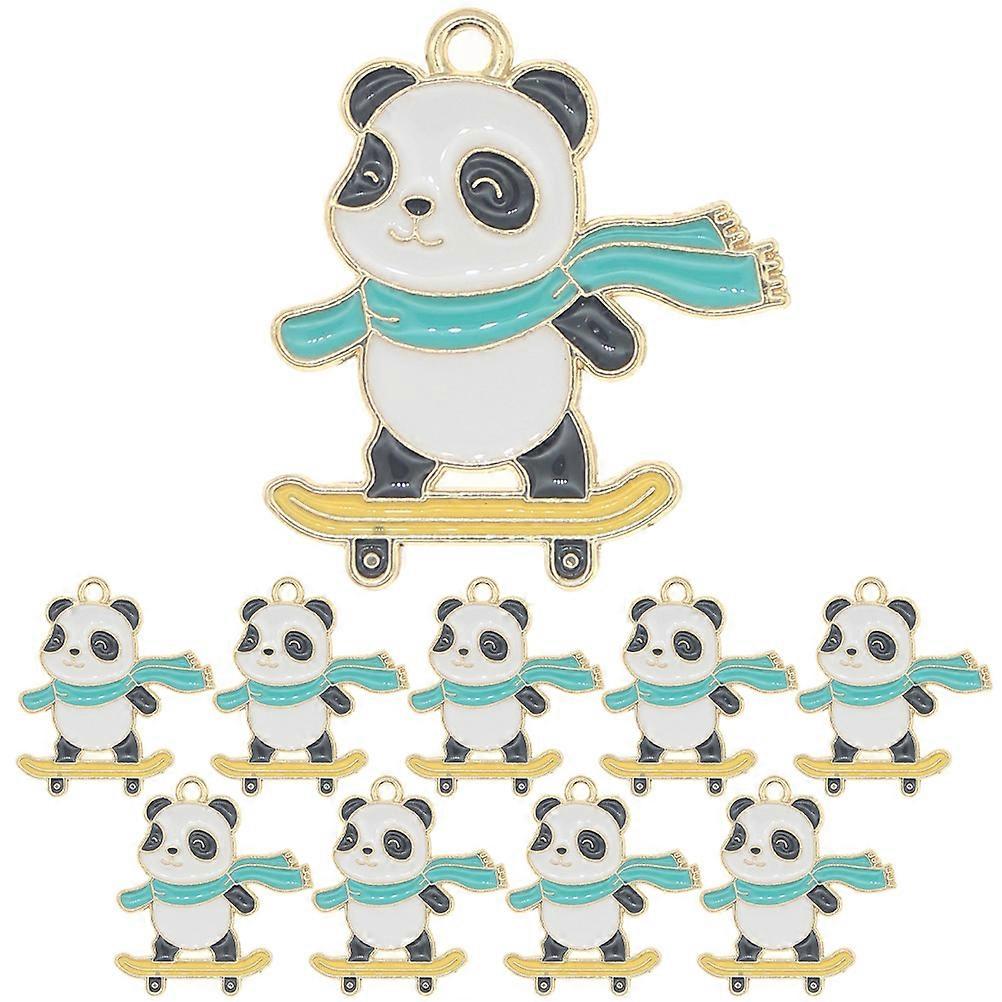 Alloy Panda Pendant Keychain Accessory For Diy Craft Enthusiasts 10Pcs