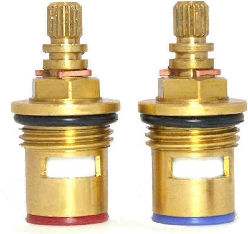 Universal Faucet Valve Core, One Pair Universal Replacement Copper Valve Cores(One Clockwise, One Anticlockwise), 1/2" Quarter Turn 20 Notches, Inclu
