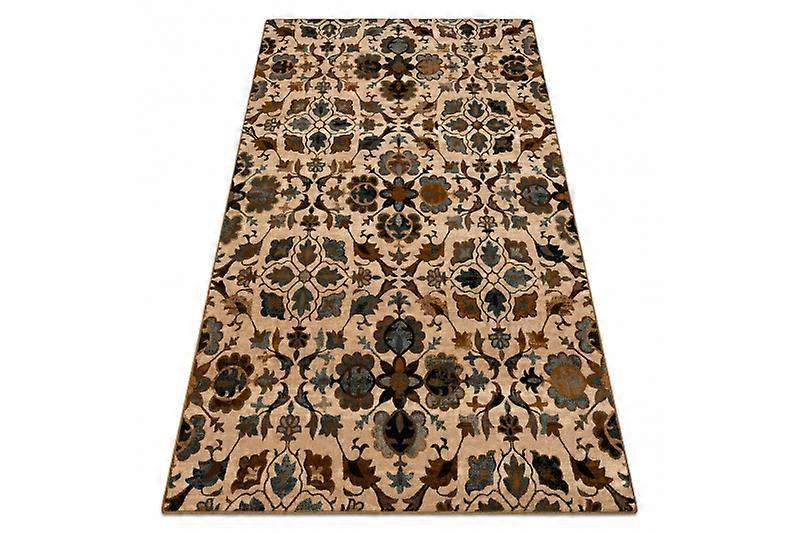 Wool carpet OMEGA AMALFI flowers kamel brown