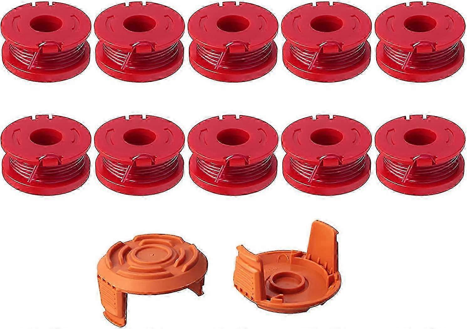 Replacement Edger Spools Suitable for a Certain Brand with Spool Cover and String Trimmer Refills (10 Spools, 2 Caps)