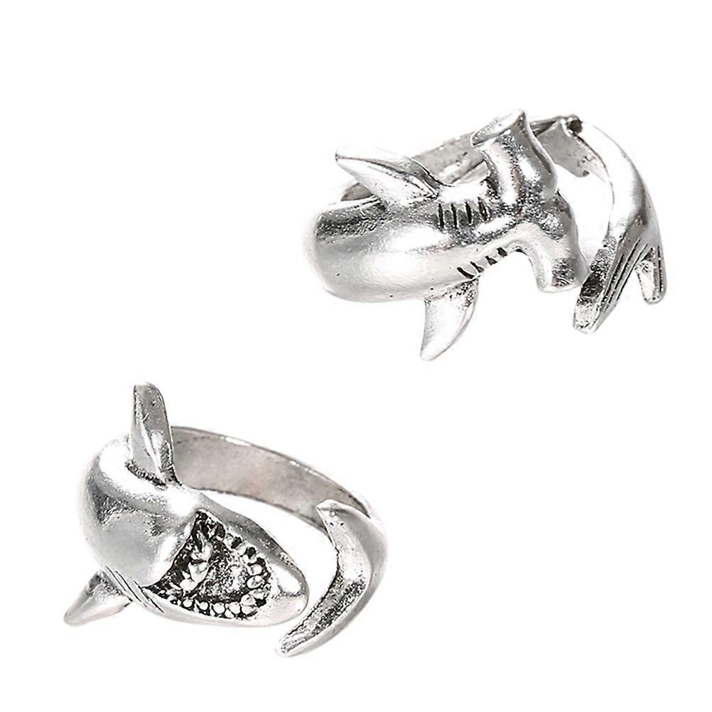 Retro Shark Open Wrap Rings Set for Couples – Thumb & Finger Rings for Valentine’s Day, Birthday, Mother’s Day
