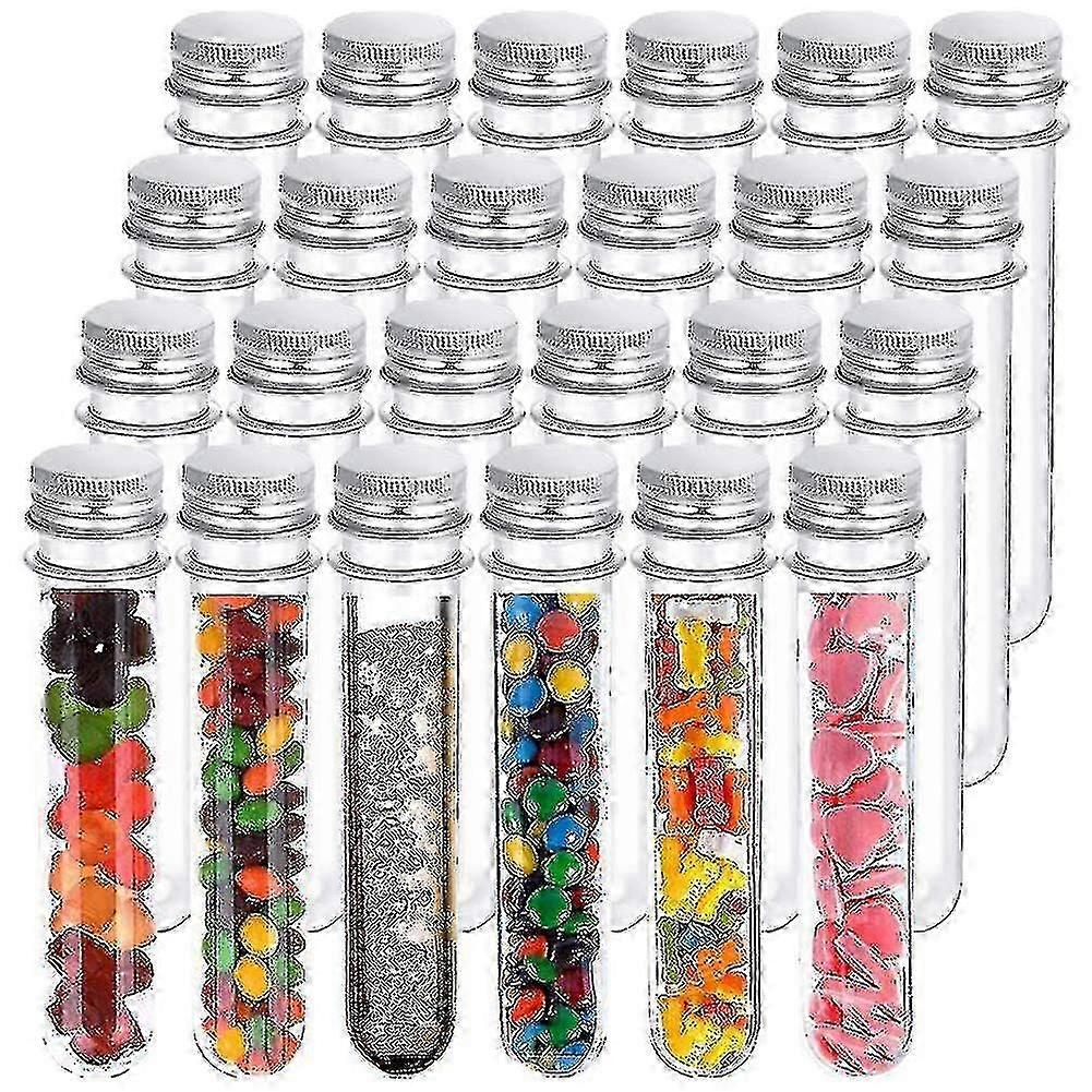 24 Pcs Clear Plastic Test Tubes, 45ml Capacity with Caps, 140x25mm Size for Various Applications