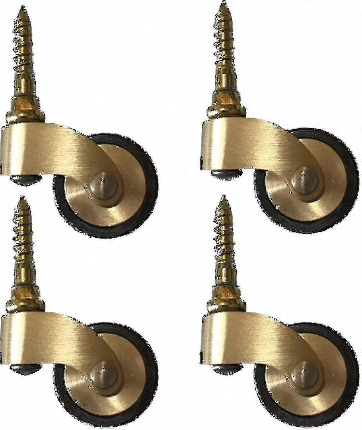 عجلات نحاسية صلبة عتيقة مع عجلات مطاطية - عجلات أثاث دوارة 25 مم ، سعة تحميل 150 كجم ، جذع ملولب لأرجل البيانو والأثاث