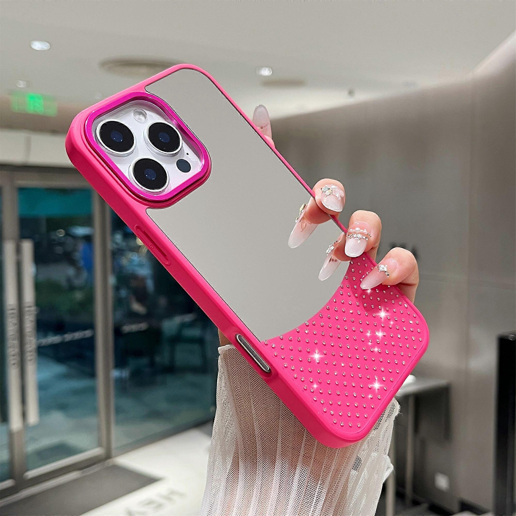 For iPhone 16 Pro Max Case Mirror Surface TPU + PC Shockproof Phone with Metal Lens Frame