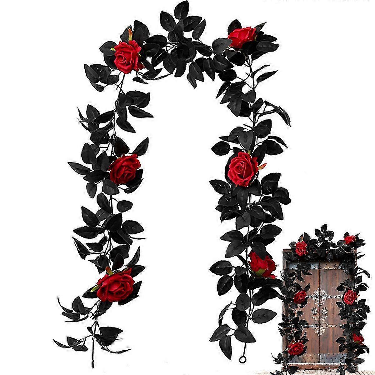 Artificial Black Vine with Fall Maple Leaves for Autumn Harvest and Halloween Decor