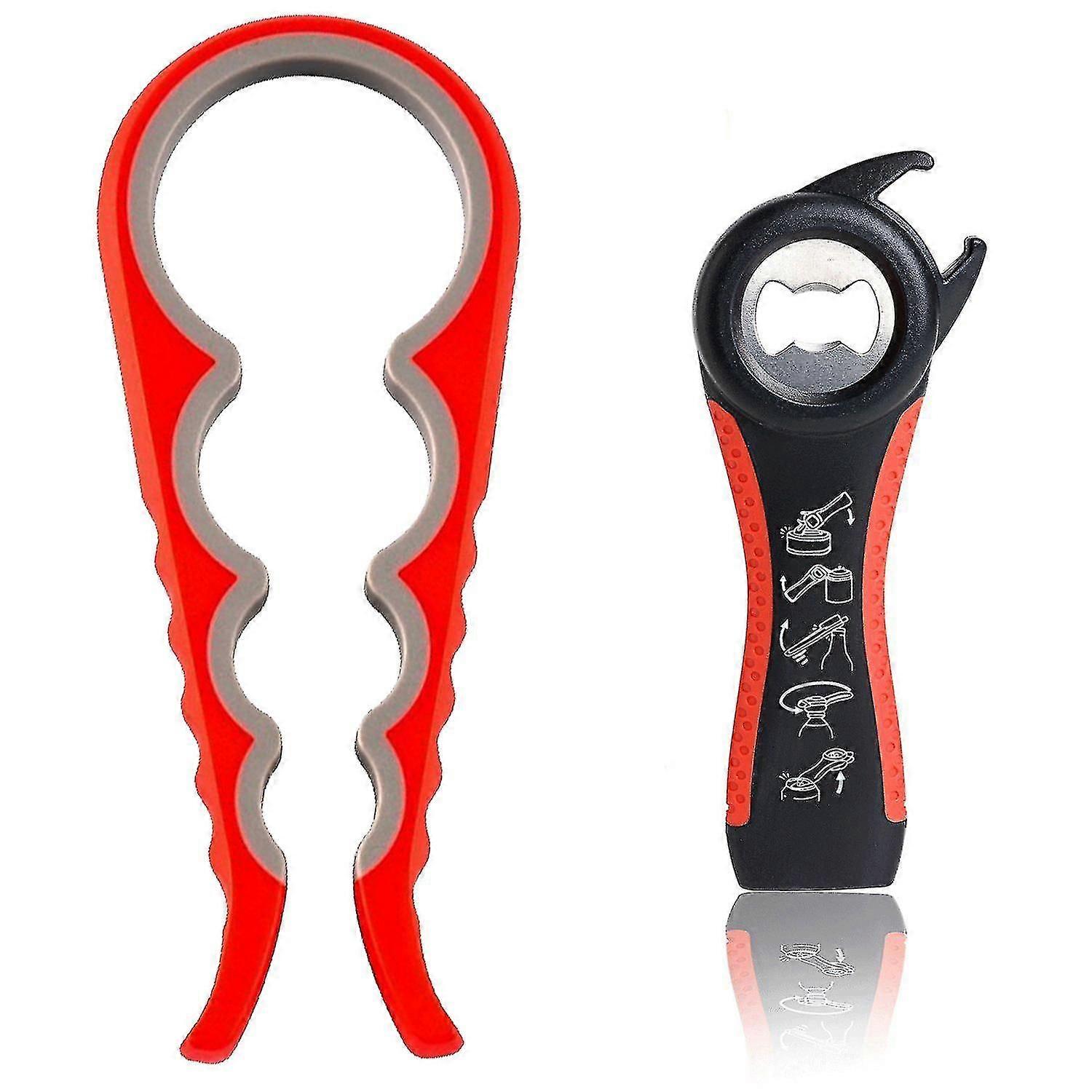 Jar Opener And Bottle Opener With Silicone Jar Gripper