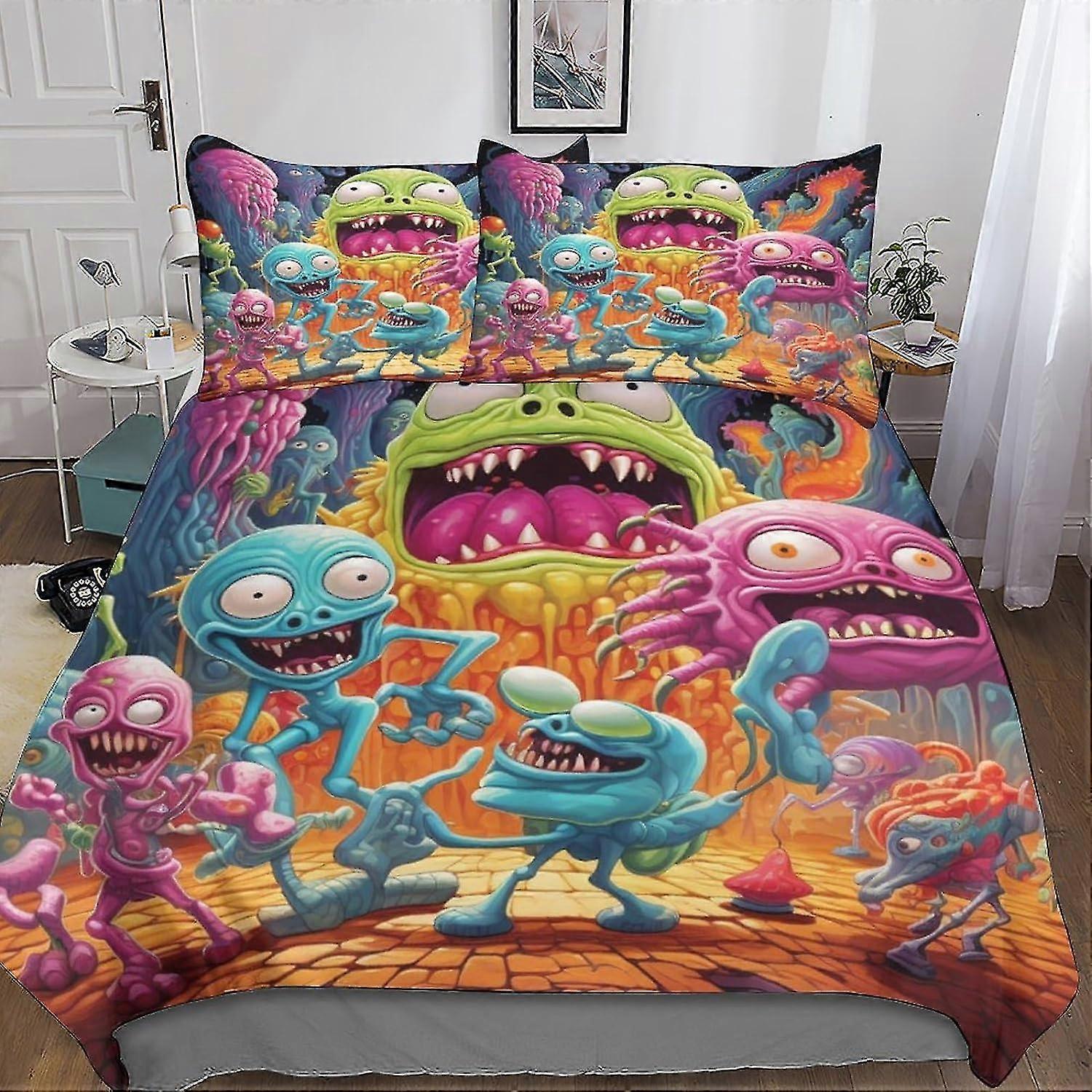 3D Psychedelic Art Duvet Cover Set, Soft Microfiber Bedding Set with Pillowcases for Adults, Teens, and Kids - 3 Pieces