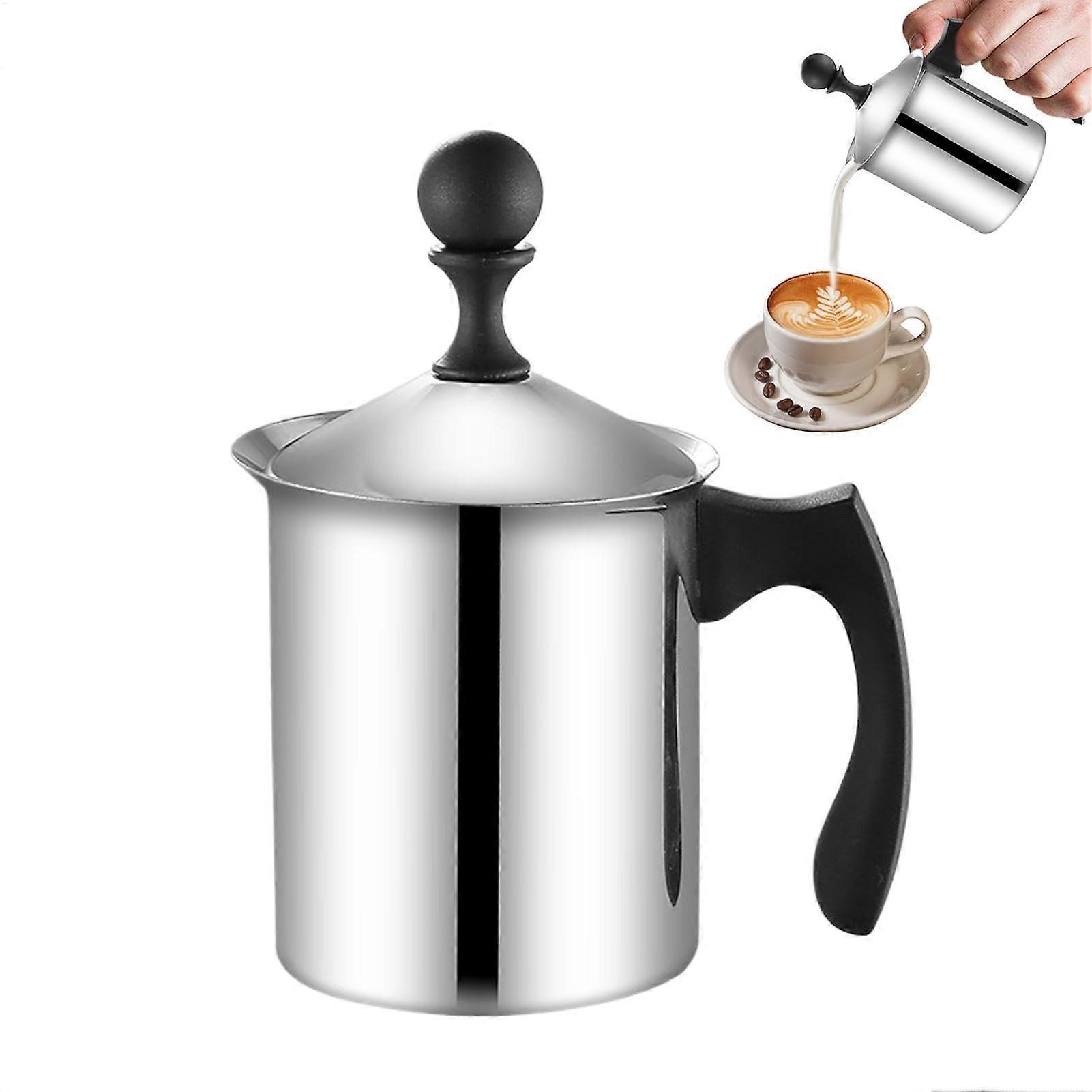 Hand Frother - Manual Milk Frothing Jug, Durable Stainless Steel Design, Non-Electric Cappuccino Foam Maker