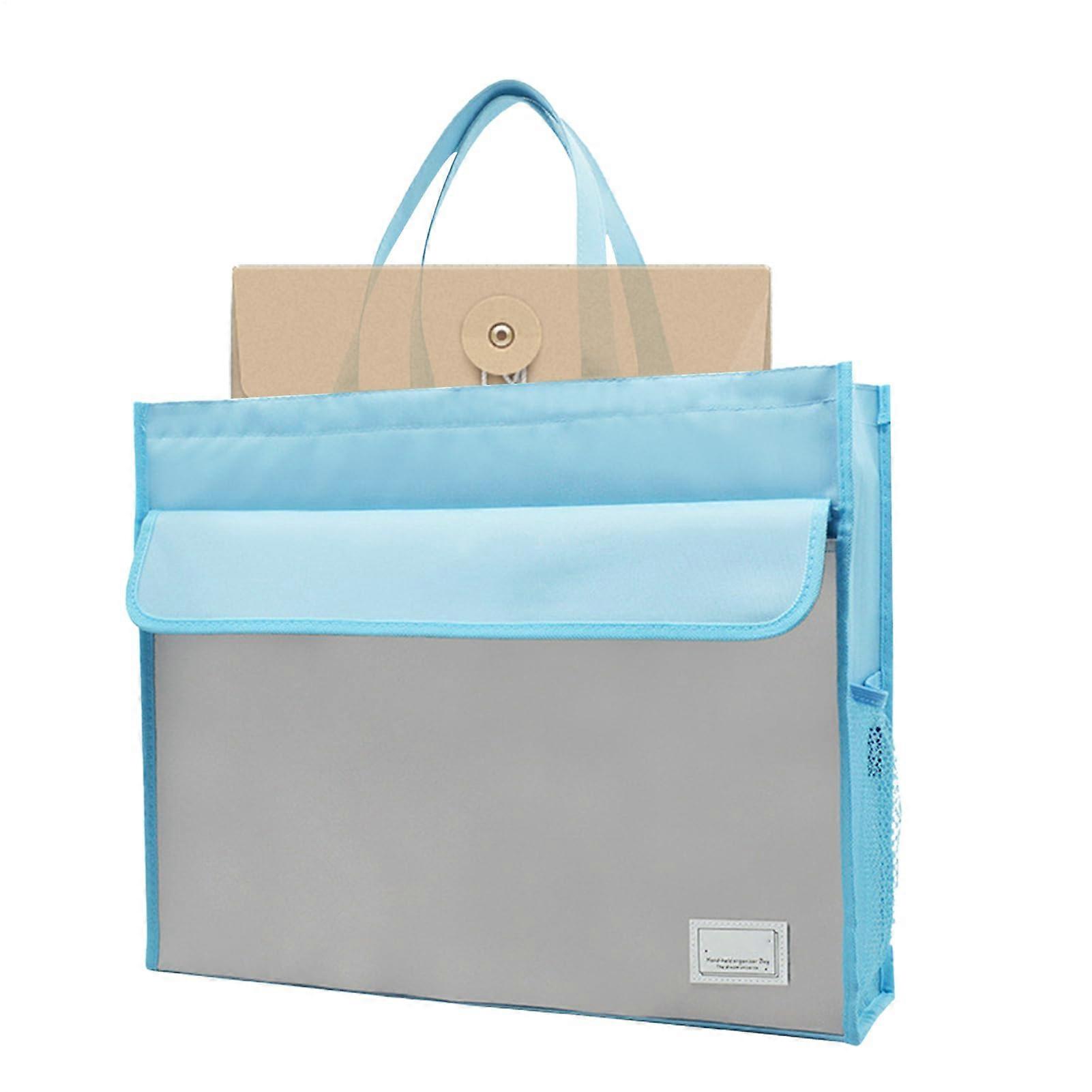 Document bag – 48.5 x 12 x 38 cm – Document storage bag A3 document holder Portable Oxford zipup document case in blue
