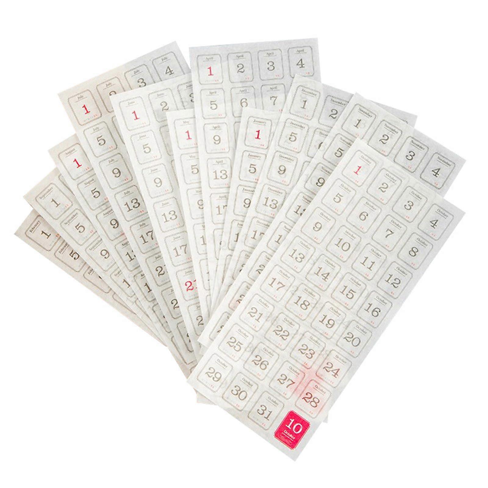 12 Sheet Date Stickers Calendar Labels Planner Stickers Decorative Labels for Organizing and Scheduling