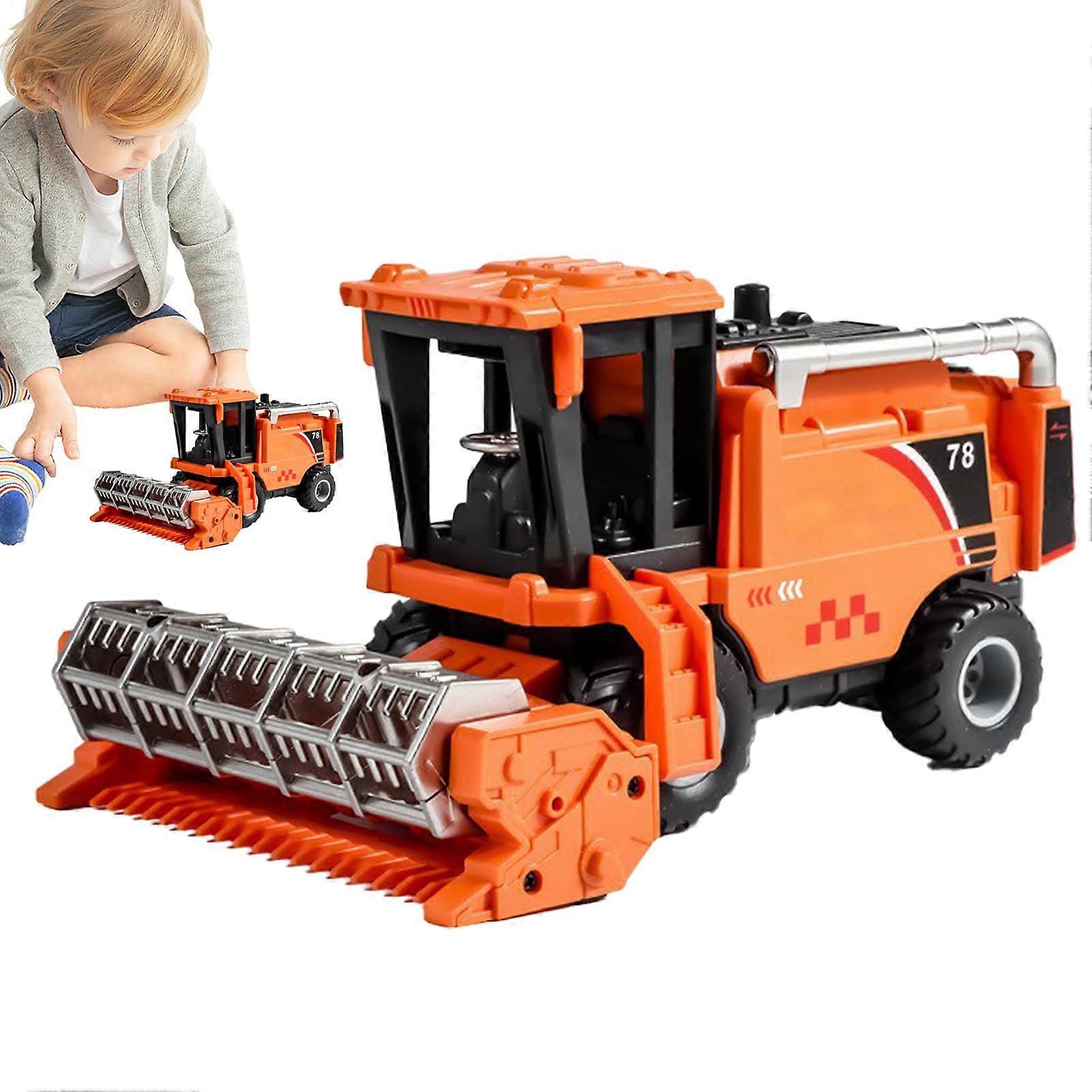 Harvester Toy Engineering Construction Truck Building Block Toy, Simulation Harvester Model Toy, Kids Play Trucks, Engineering. Orange