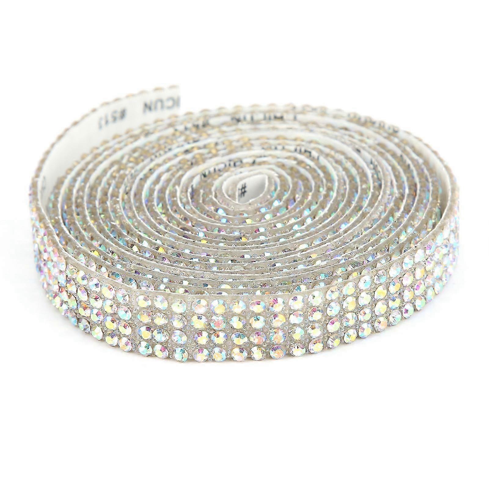 Rhinestone Ribbon 4 Rows Adhesive Rice Beads Sparkling Bling Resin Strip for Home Decorations