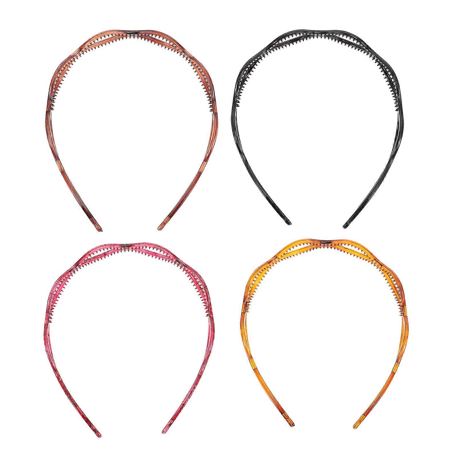 Tortoise Shell Wig Comb Set for Females with Assorted Colors PC Material 4 Pieces