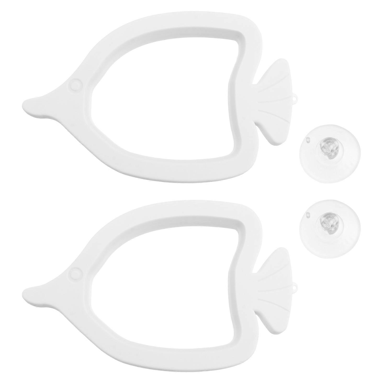 Prevent Feed from Floating Feeding Circle for Home Aquarium Use Circular Design White 12.5x8cm 2Pcs