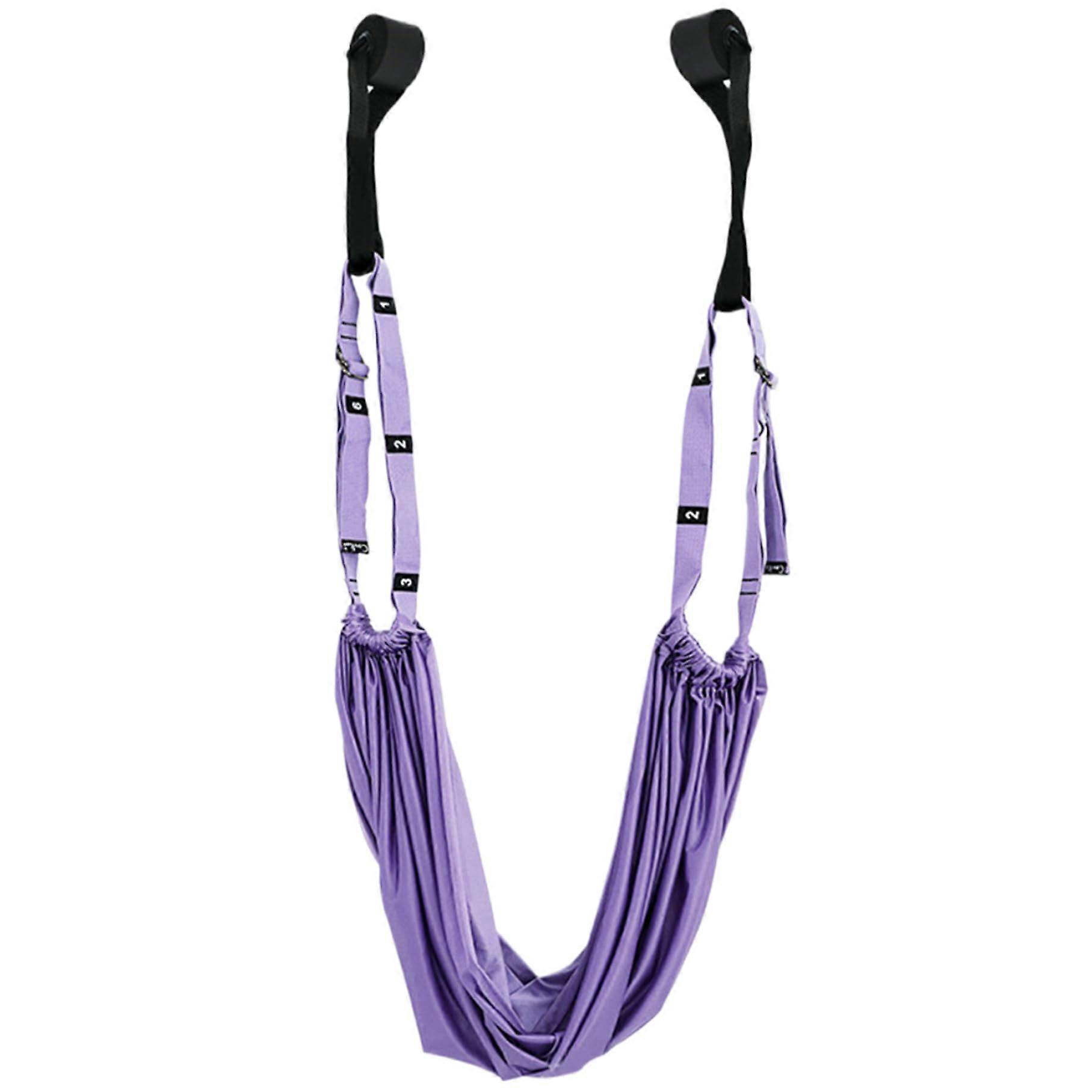 Yoga Straps with Door Anchor Heavy Duty - 5.1x9.1in Stretching Strap Made of Polyester Cotton Blend, Purple
