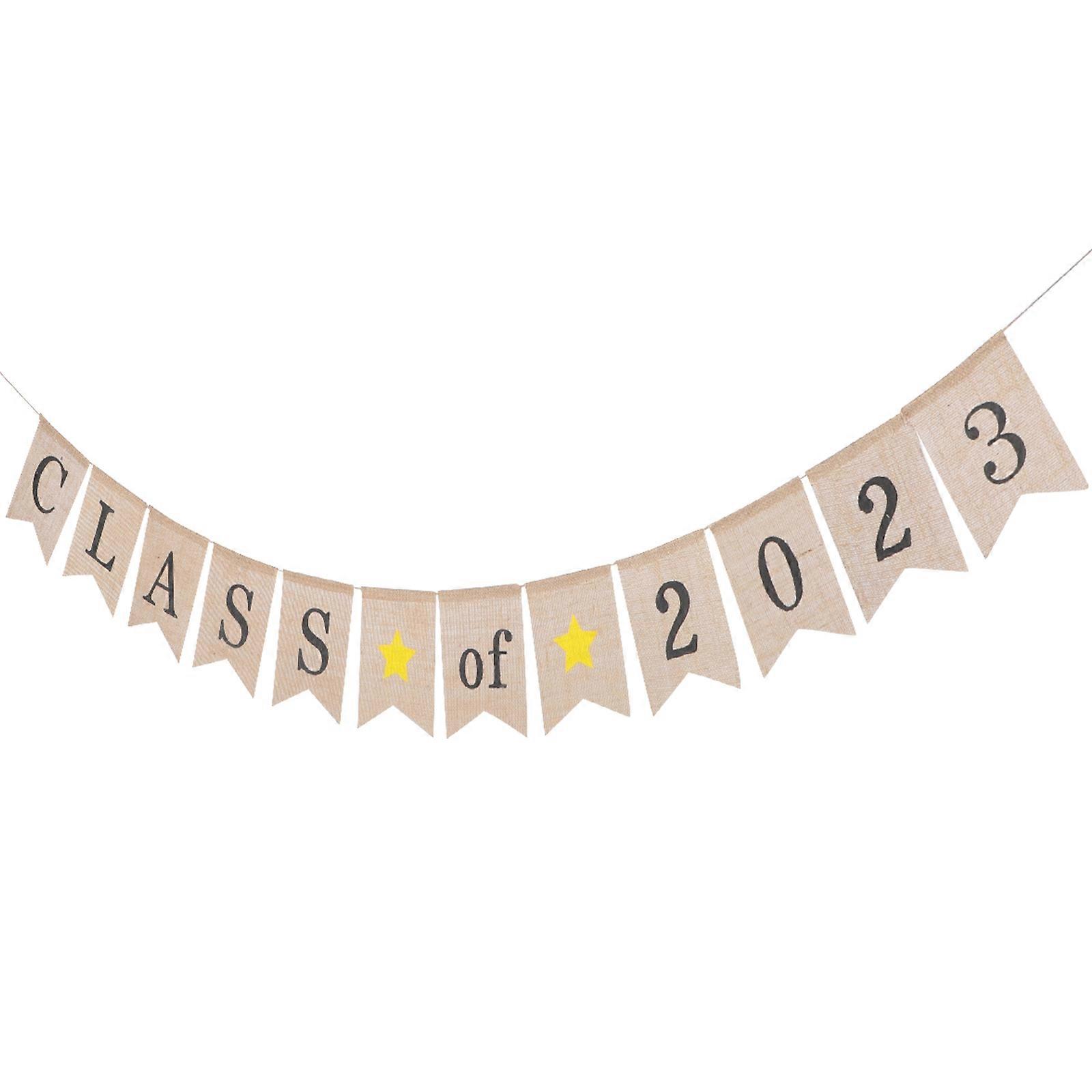 Graduation Bunting Class of 2023 Khaki Triangular Flags Window or Wall Decoration Graduation Season 17x13cm 1Pack