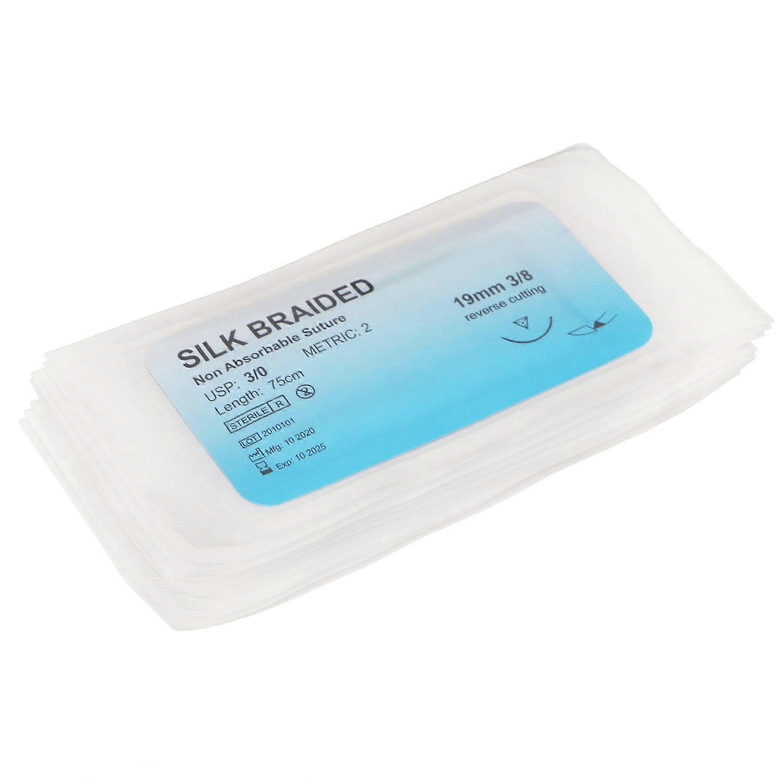 12pcs Suture Practice Thread Individual Package Silk Thread Suturing Set with Needle for Training 3/0 