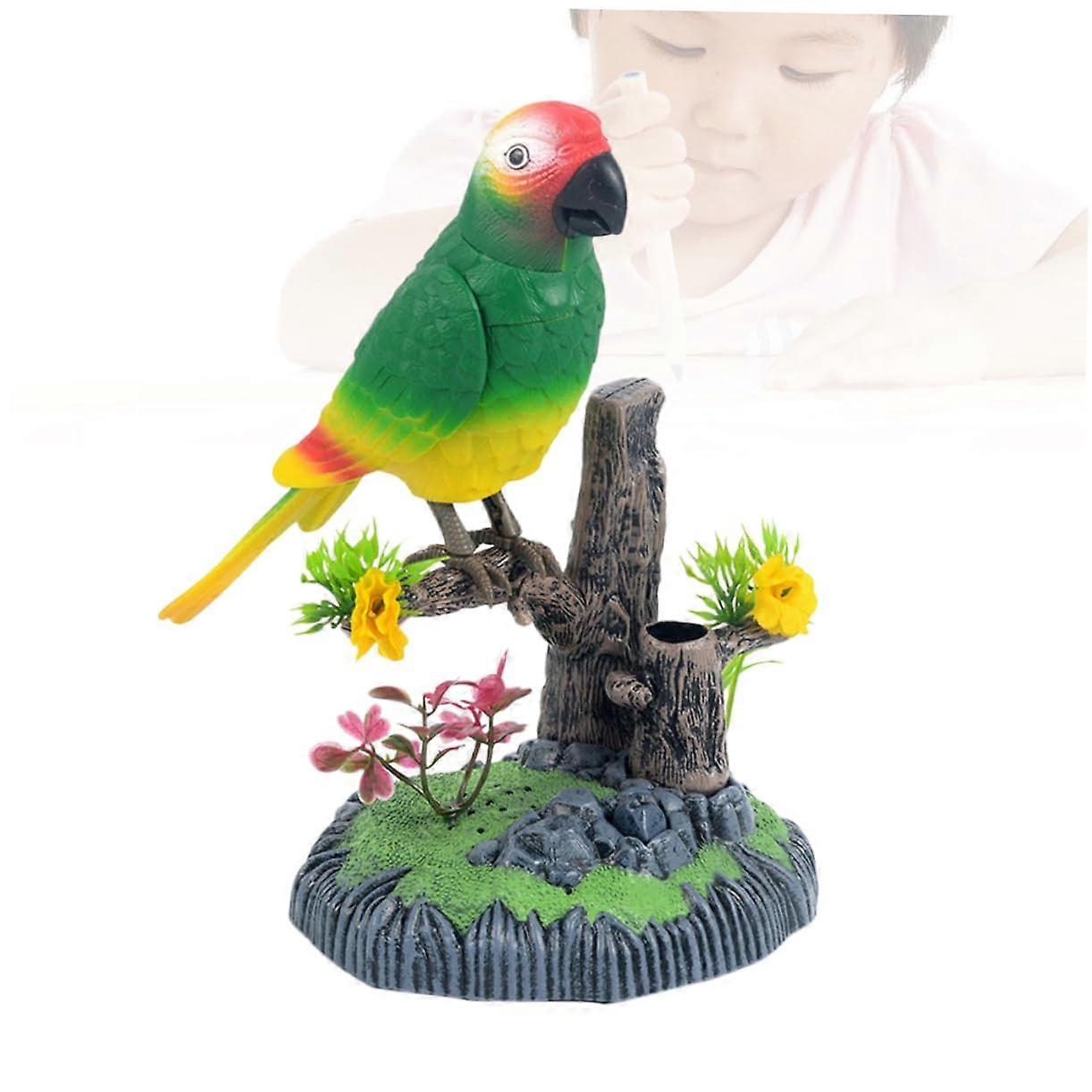Chirping Bird Simulation Sparrow Bird Chirping Birds with Pen Holder Brush Holder Brush Stand Toy Activated Bird Singing Bird Long Sensor