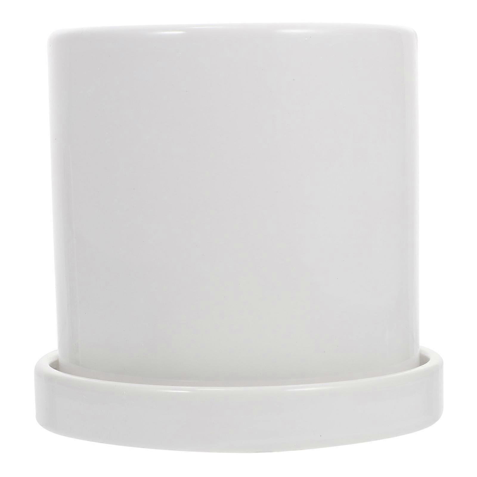 Round Ceramic Planter Set Gardening Easy to Clean Moistureproof 1 Set