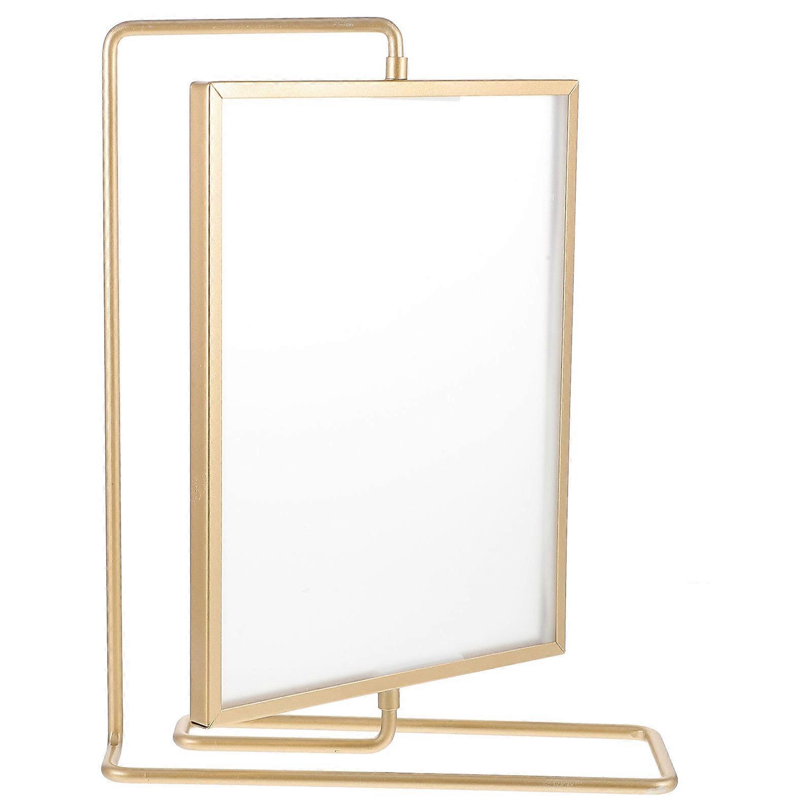 Rotating Photo Frame Square Shape Golden Color Indoor Display Acrylic Metal Construction Homeowners Photography Enthusiasts 1Set