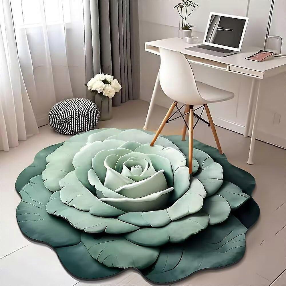 2025 Plush and Diatomaceous Earth Bath Mat, Absorbent 3D Floral Design, Non-Slip Quick-Dry, Green-11 Medium Size